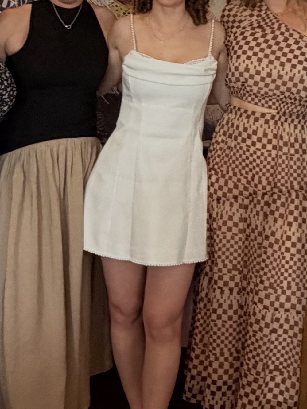Meshki White Mini Dress with Pearl Trim - Picture 2 of 2